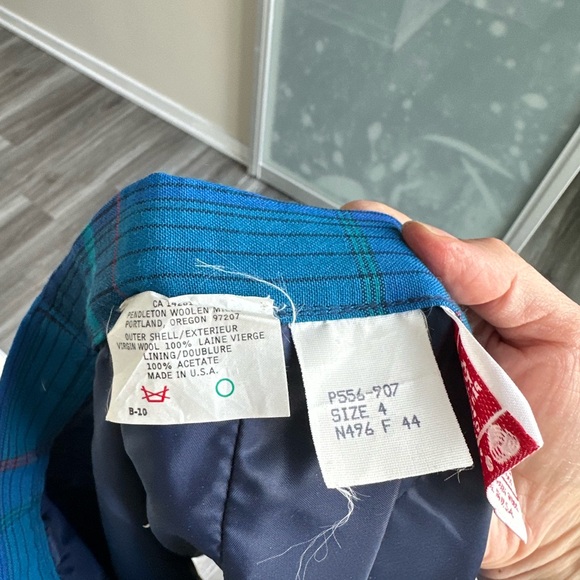 Pendleton Petite Vintage Vibrant Blue Plaid A-Line Skirt - Picture 6 of 8